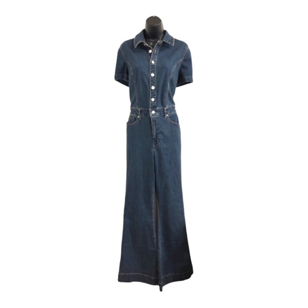 Jessica Simpson blue denim flare leg Cammie ventura denim Jumpsuit size 5 new - Picture 6 of 16
